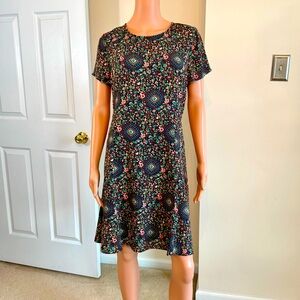 J. Crew Floral Paisley Empire Waist A-Line Short Sleeve Dress Size 14 MSRP $148